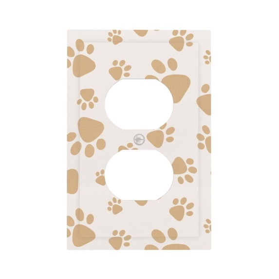 DouZhe 1-Gang Duplex Outlet Cover, Cute Paws Claw Print Animal Decorative Wall Plates