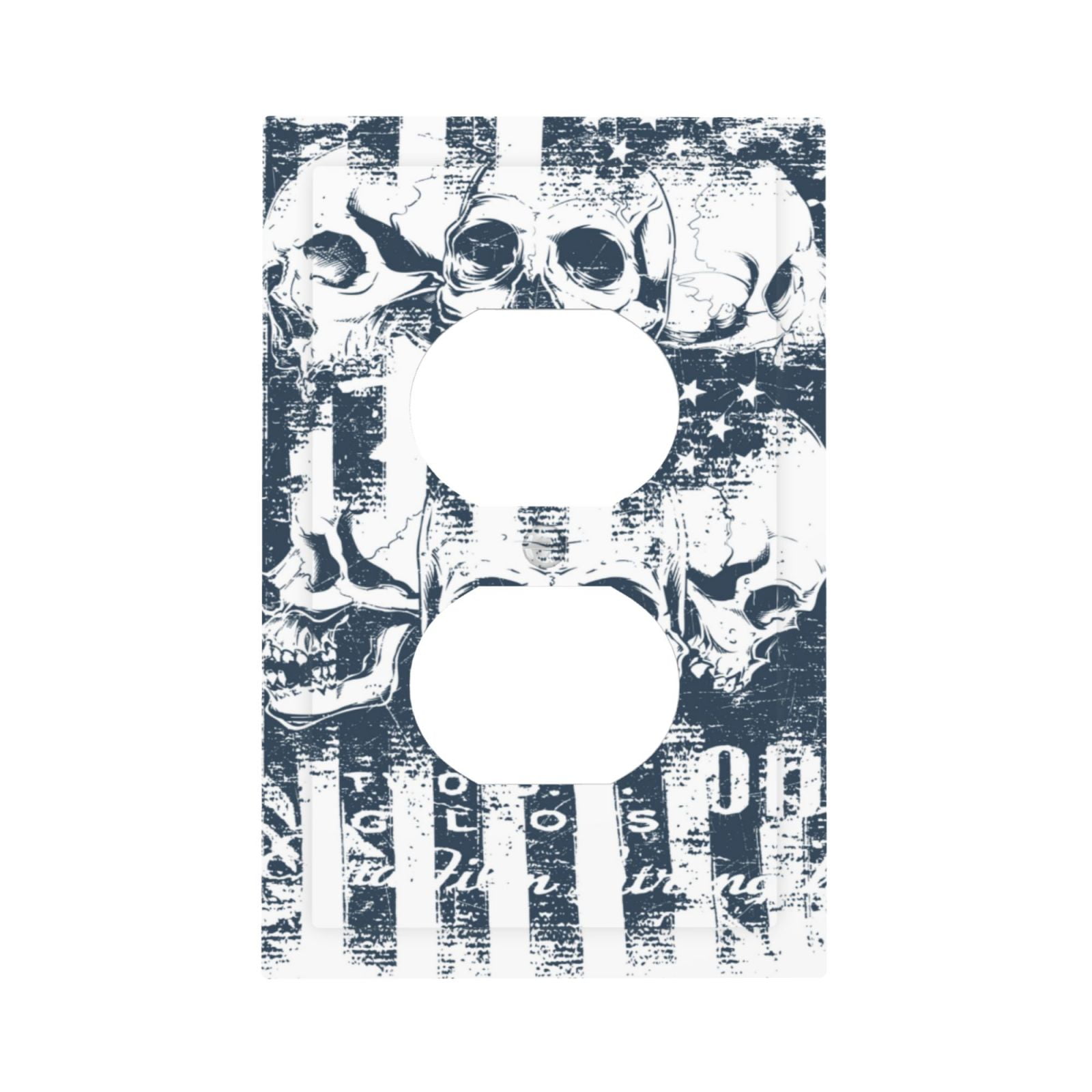 DouZhe 1Gang Duplex Outlet Cover, Gothic Us Flag Skulls Decorative