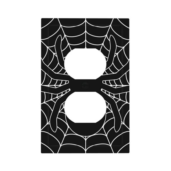 DouZhe 1-Gang Duplex Outlet Cover, Spooky Spider Webs Halloween Decorative Wall Plates