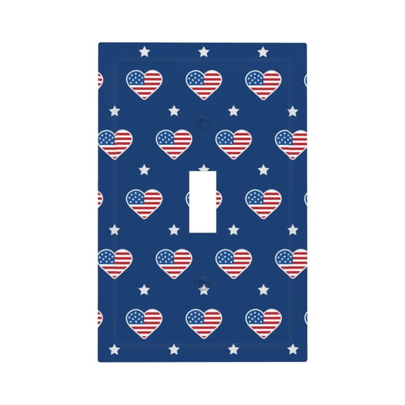 DouZhe 1-Gang Toggle Switch Wallplate, Blue Hearts American Flag Decorative Wall Plates