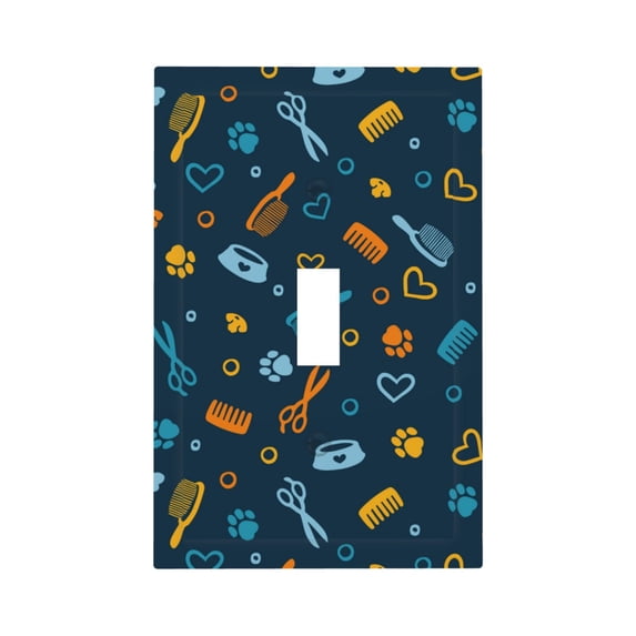 DouZhe 1-Gang Toggle Switch Wallplate, Colorful Pet Grooming Salon Decorative Wall Plates
