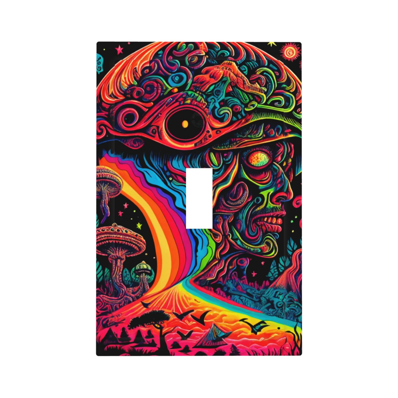 DouZhe 1-Gang Toggle Switch Wallplate, Colorful Trippy Hippie Aliens ...
