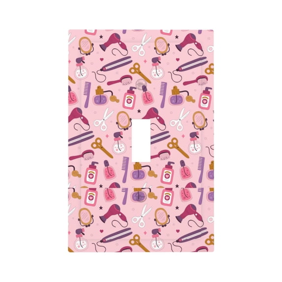 DouZhe 1-Gang Toggle Switch Wallplate, Pink Hair Salon Decorative Wall Plates