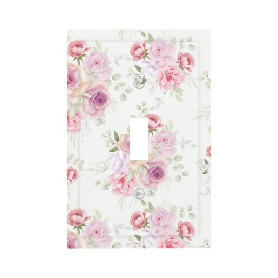 DouZhe 1-Gang Toggle Switch Wallplate, Pink Retro Roses Decorative Wall Plates