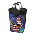 thumbnail image 1 of DouZhe 50L Rectangular Laundry Basket, Vintage Grunge Skull American Flag Prints Waterproof Foldable Laundry Hamper with Aluminum Handles, 1 of 6
