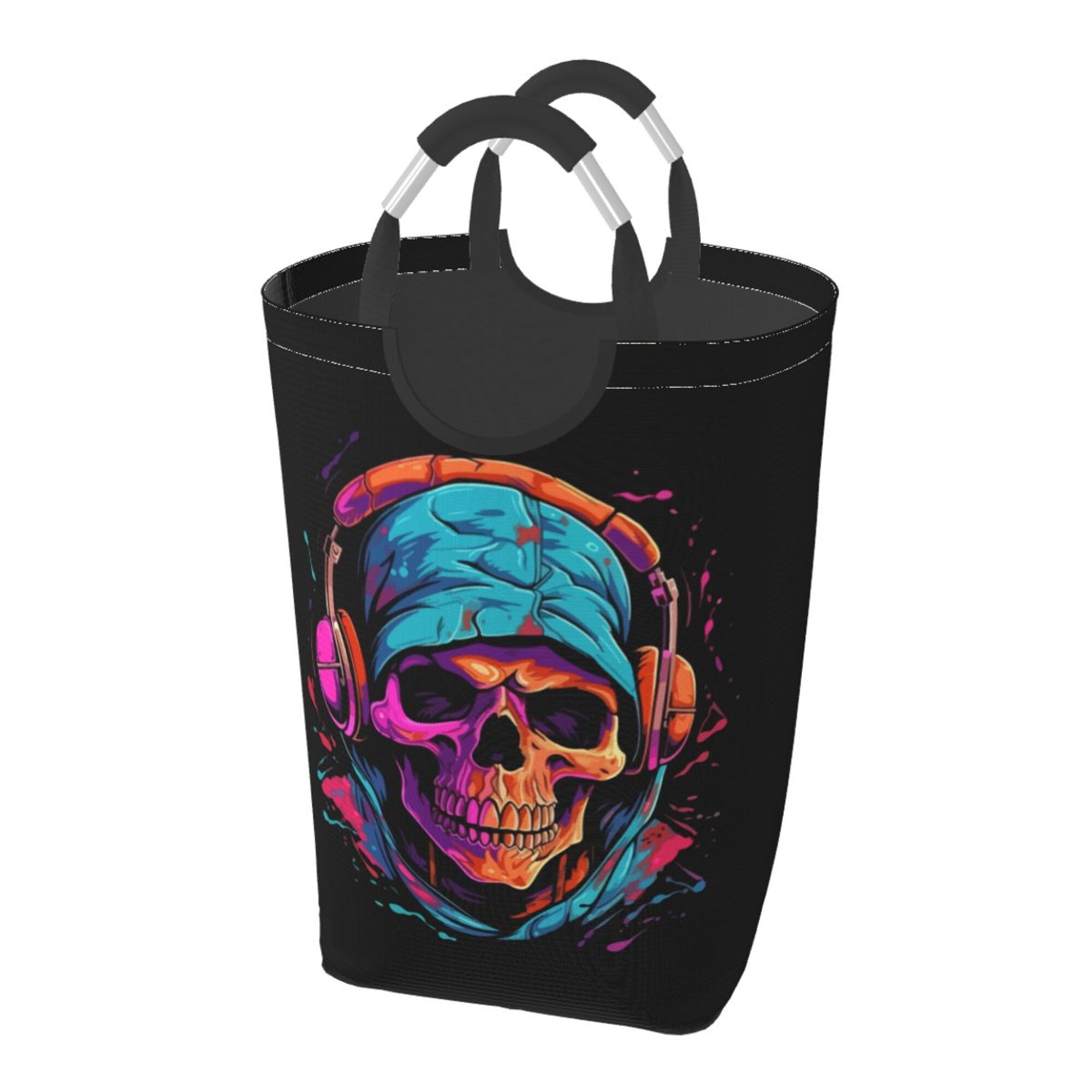 DouZhe 50L Rectangular Laundry Basket, Vintage Hip Hop Skull Prints ...
