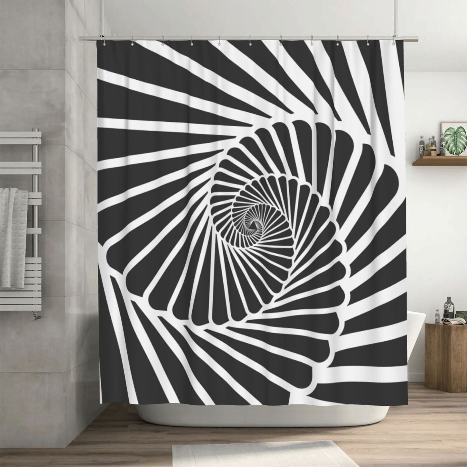 Radiation Print Pattern Bathroom Shower Curtain