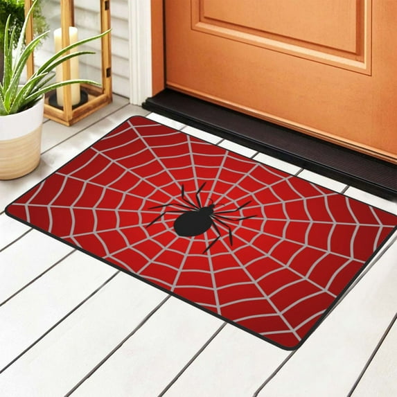 DouZhe Abstract Red Spider Web Rugs Doormat, Non-Slip Machine Washable Carpets Floor Door Mat , 36" x 24"