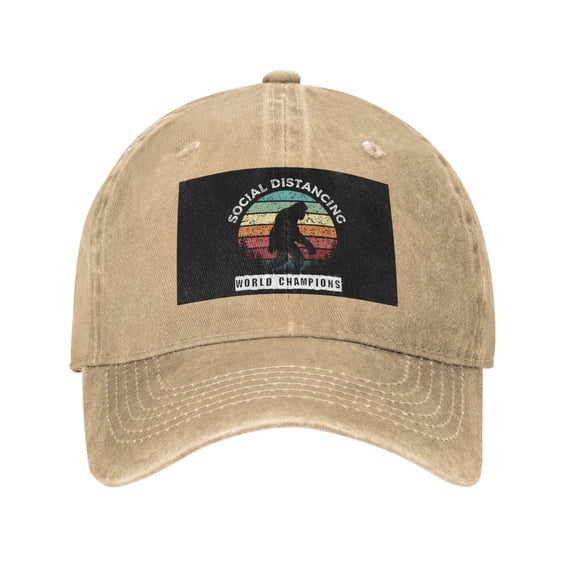DouZhe Adjustable Washed Cotton Baseball Cap - Big Foot Monster Social Distancing Prints Vintage Dad Hat Unisex Sports Caps (Yellow)