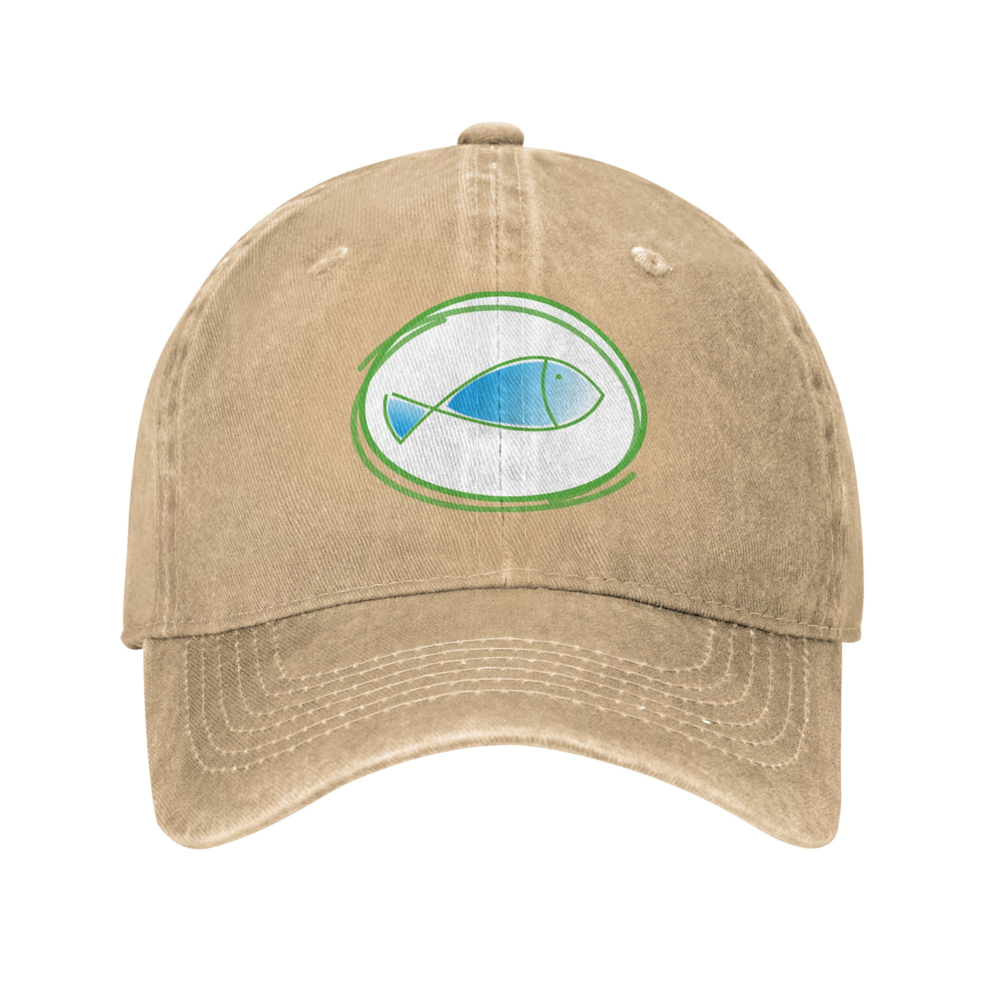 DouZhe Adjustable Washed Cotton Baseball Cap - Blue Fish Prints Vintage ...