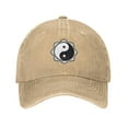 thumbnail image 1 of DouZhe Adjustable Washed Cotton Baseball Cap - Eastern Yin Yang Zen Prints Vintage Dad Hat Unisex Sports Caps (Yellow), 1 of 7