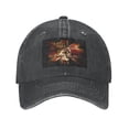 thumbnail image 1 of DouZhe Adjustable Washed Cotton Baseball Cap - England London Grunge Prints Vintage Dad Hat Unisex Sports Caps (Black), 1 of 7