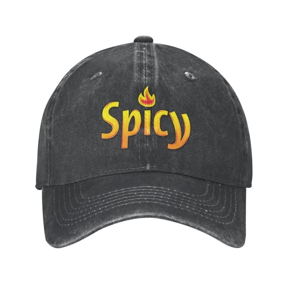 DouZhe Adjustable Washed Cotton Baseball Cap - Fire Font Spicy Prints Vintage Dad Hat Unisex Sports Caps (Black)