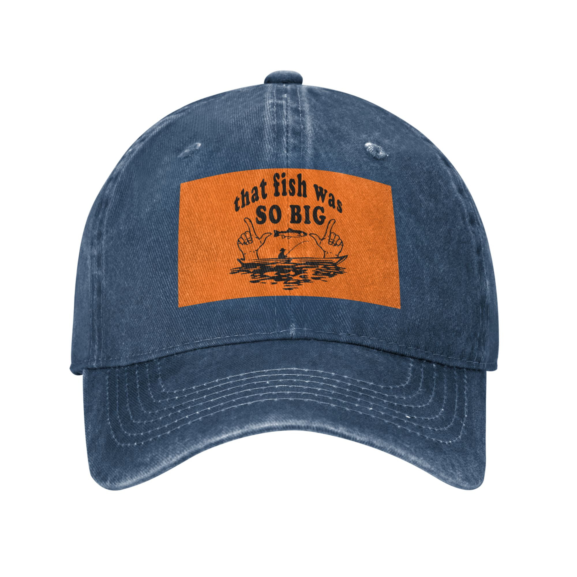 DouZhe Adjustable Washed Cotton Baseball Cap - Funny Fisherman Prints  Vintage Dad Hat Unisex Sports Caps (Black) 