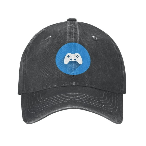 DouZhe Adjustable Washed Cotton Baseball Cap - Game Controller Gamepad Prints Vintage Dad Hat Unisex Sports Caps (Black)