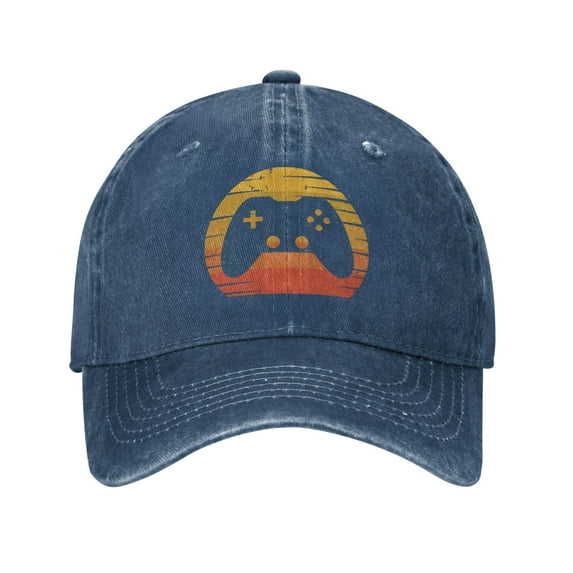 DouZhe Adjustable Washed Cotton Baseball Cap - Gaming Game Controller Prints Vintage Dad Hat Unisex Sports Caps (Blue)