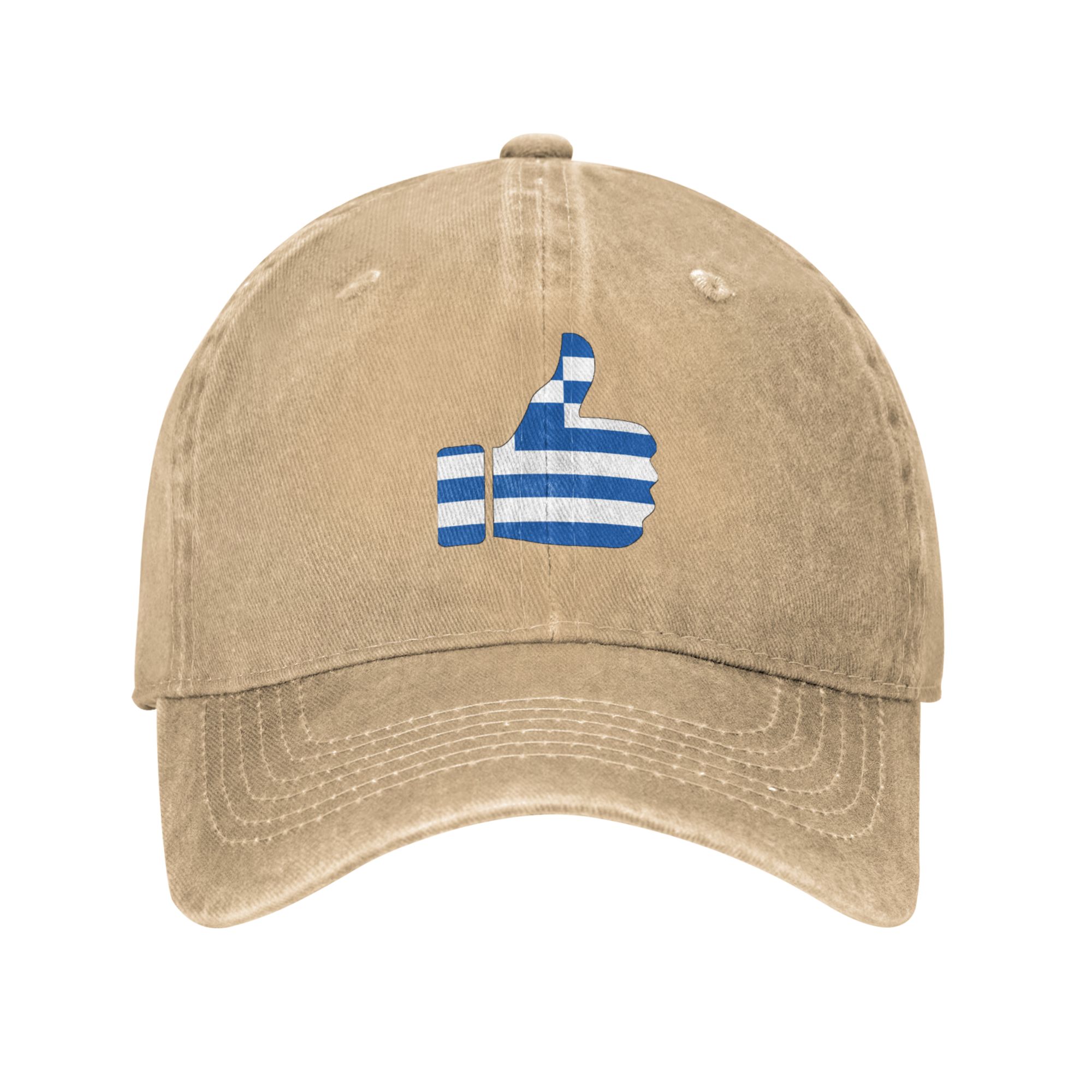 DouZhe Adjustable Washed Cotton Baseball Cap - Greece National Hand ...