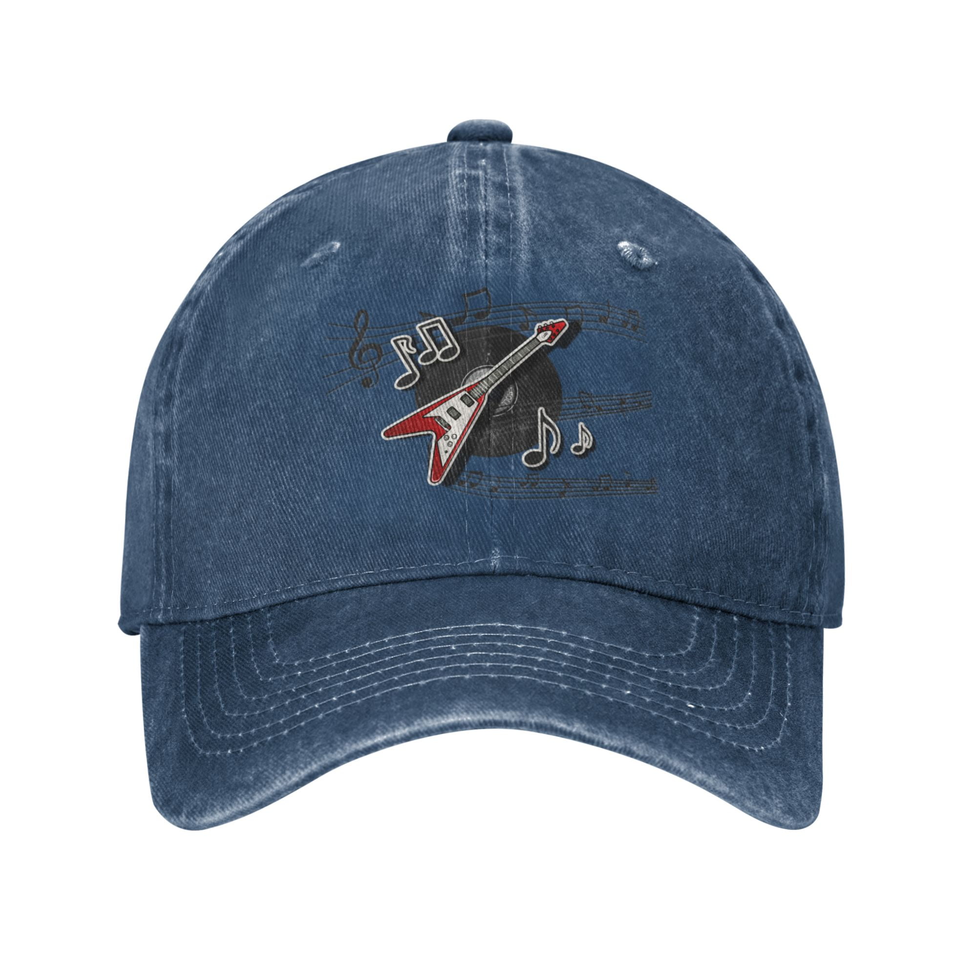 DouZhe Adjustable Washed Cotton Baseball Cap - Guitar Rock