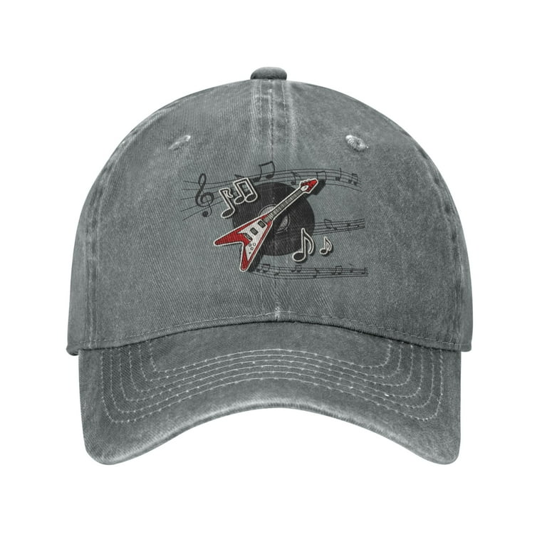 DouZhe Adjustable Washed Cotton Baseball Cap Guitar Rock Music