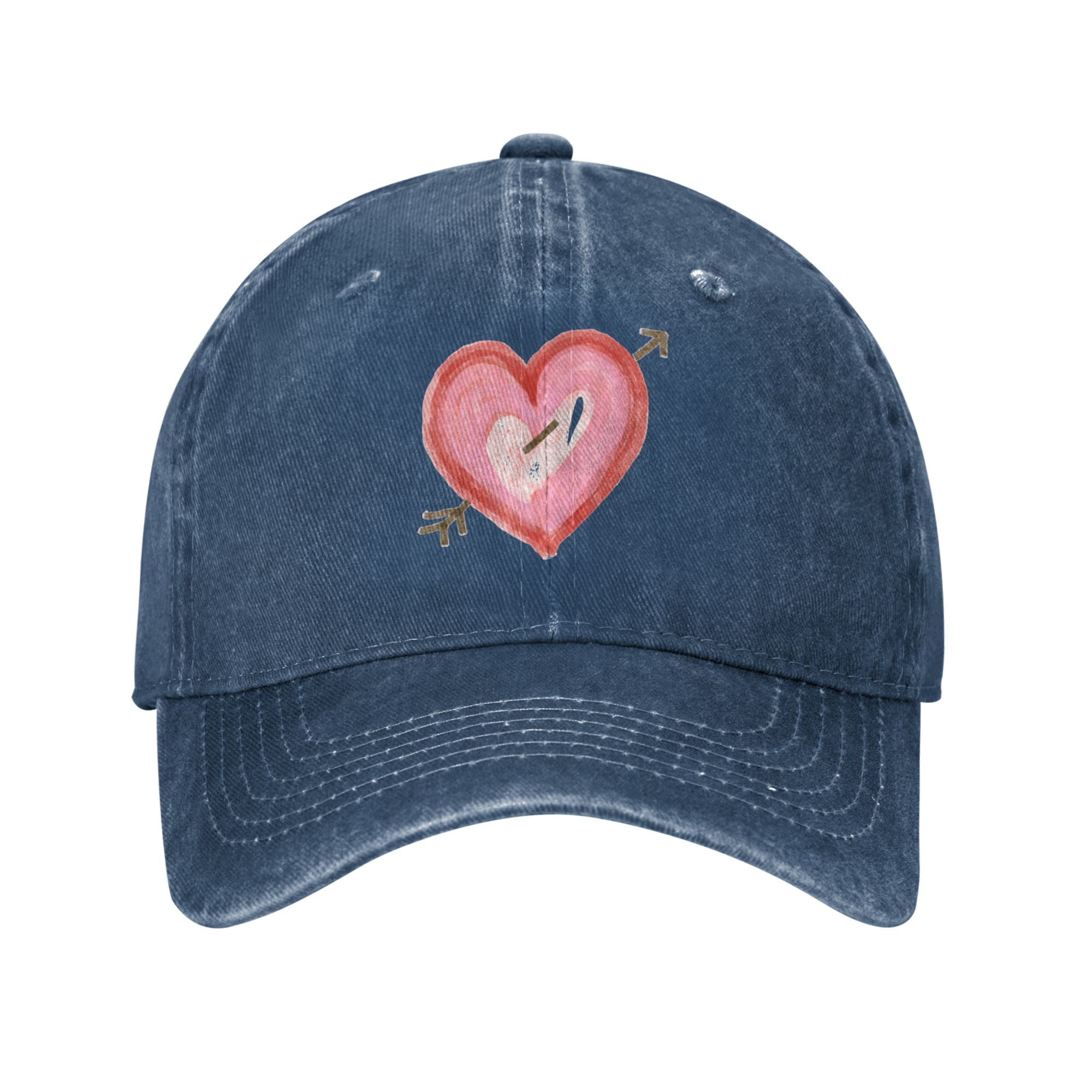 DouZhe Adjustable Washed Cotton Baseball Cap - Heart Shape Cupid Love Arrow  Prints Vintage Dad Hat Unisex Sports Caps (Black) 