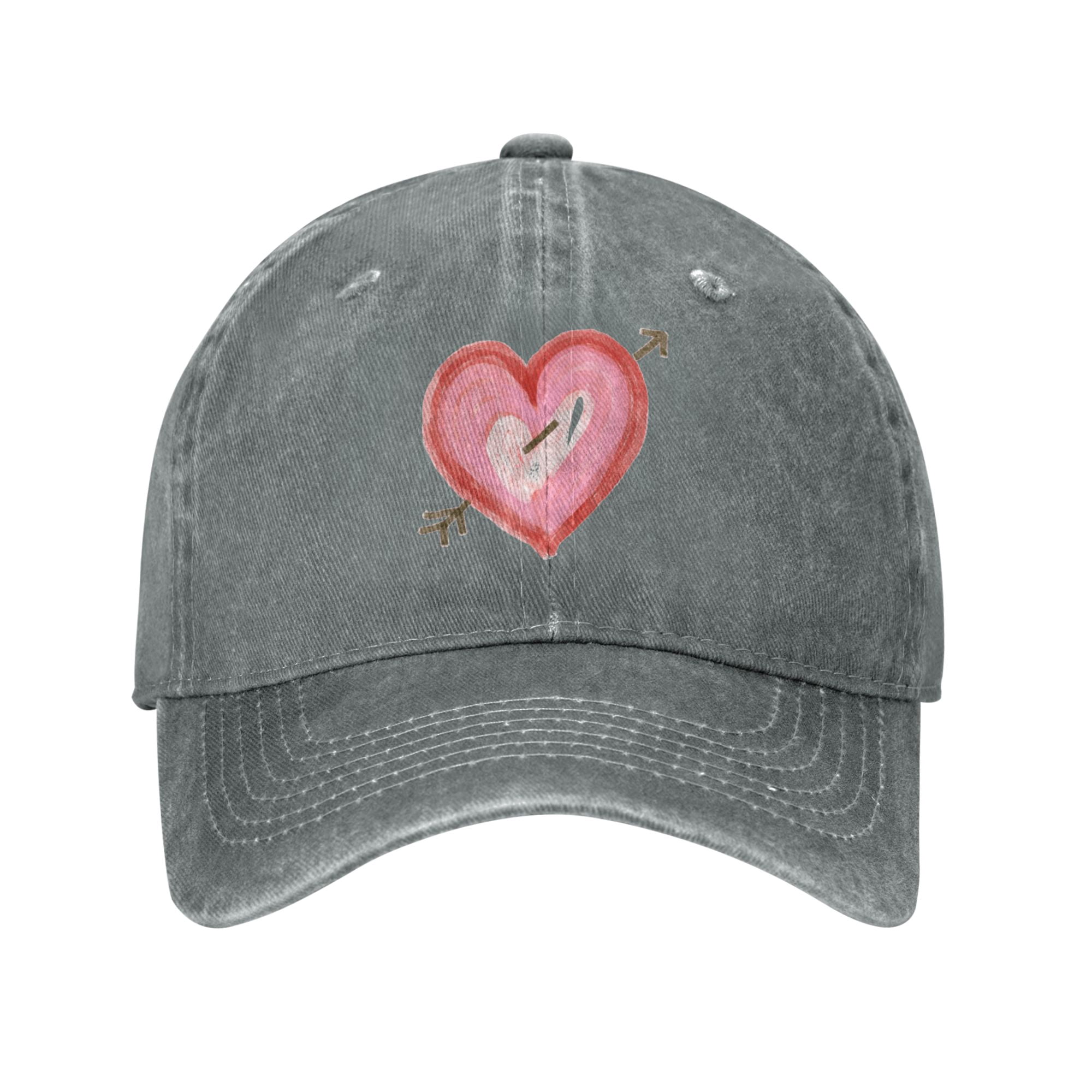 DouZhe Adjustable Washed Cotton Baseball Cap - Heart Shape  display picture 1