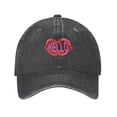 thumbnail image 1 of DouZhe Adjustable Washed Cotton Baseball Cap - Hello Lips Prints Vintage Dad Hat Unisex Sports Caps (Black), 1 of 7