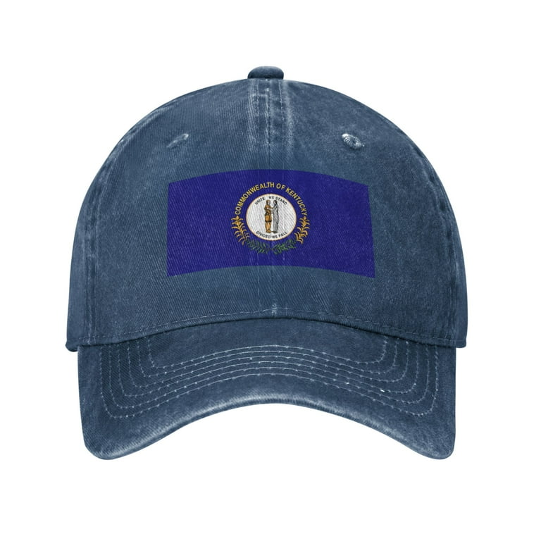 DouZhe Adjustable Washed Cotton Baseball Cap Kentucky State Flag Prints Vintage Dad Hat Unisex Sports Caps Blue Walmart