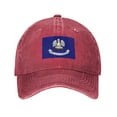 thumbnail image 1 of DouZhe Adjustable Washed Cotton Baseball Cap - Louisiana State Seal Flag Prints Vintage Dad Hat Unisex Sports Caps (Red), 1 of 7