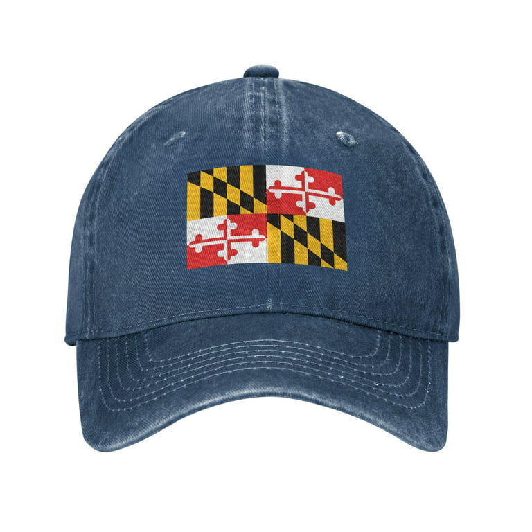 Flag Caps State Cotton (Blue) Unisex Sports Hat Baseball Prints Cap Maryland Vintage Dad - DouZhe Washed Adjustable