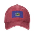 thumbnail image 1 of DouZhe Adjustable Washed Cotton Baseball Cap - New York Usa State Flag Prints Vintage Dad Hat Unisex Sports Caps (Red), 1 of 7