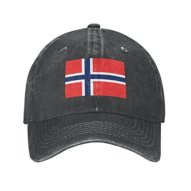 DouZhe Adjustable Washed Cotton Baseball Cap - Norway Flag Prints Vintage Dad Hat Unisex Sports Caps (Black)