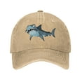 thumbnail image 1 of DouZhe Adjustable Washed Cotton Baseball Cap - Predator Shark Jaw Prints Vintage Dad Hat Unisex Sports Caps (Yellow), 1 of 7