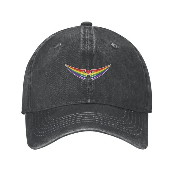 DouZhe Adjustable Washed Cotton Baseball Cap - Rainbow Care Love Heart Prints Vintage Dad Hat Unisex Sports Caps (Black)