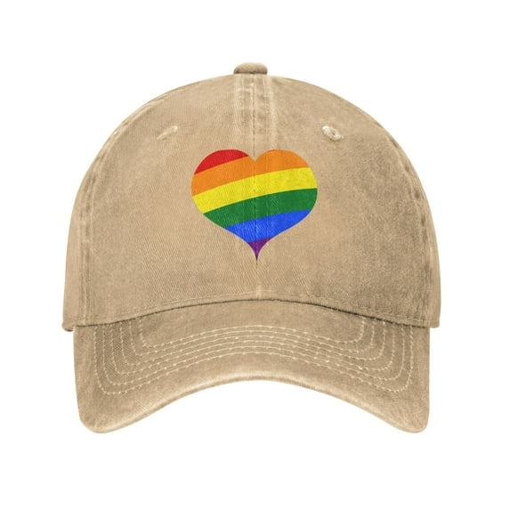 DouZhe Adjustable Washed Cotton Baseball Cap - Red Love Heart Shape Prints Vintage Dad Hat Unisex Sports Caps (Yellow)