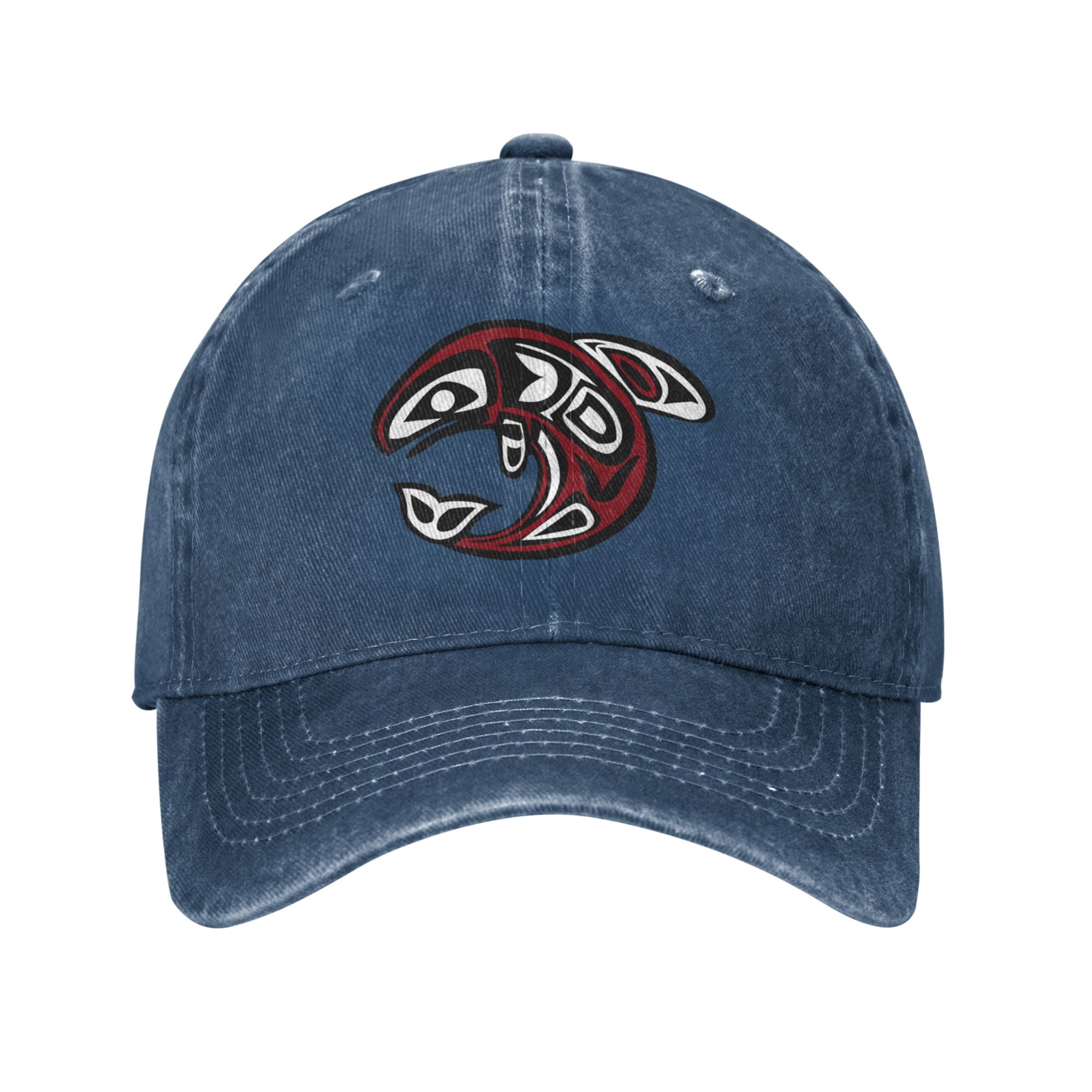 DouZhe Adjustable Washed Cotton Baseball Cap - Retro Fish Totem Prints ...