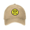 thumbnail image 1 of DouZhe Adjustable Washed Cotton Baseball Cap - Sad Face Prints Vintage Dad Hat Unisex Sports Caps (Yellow), 1 of 7