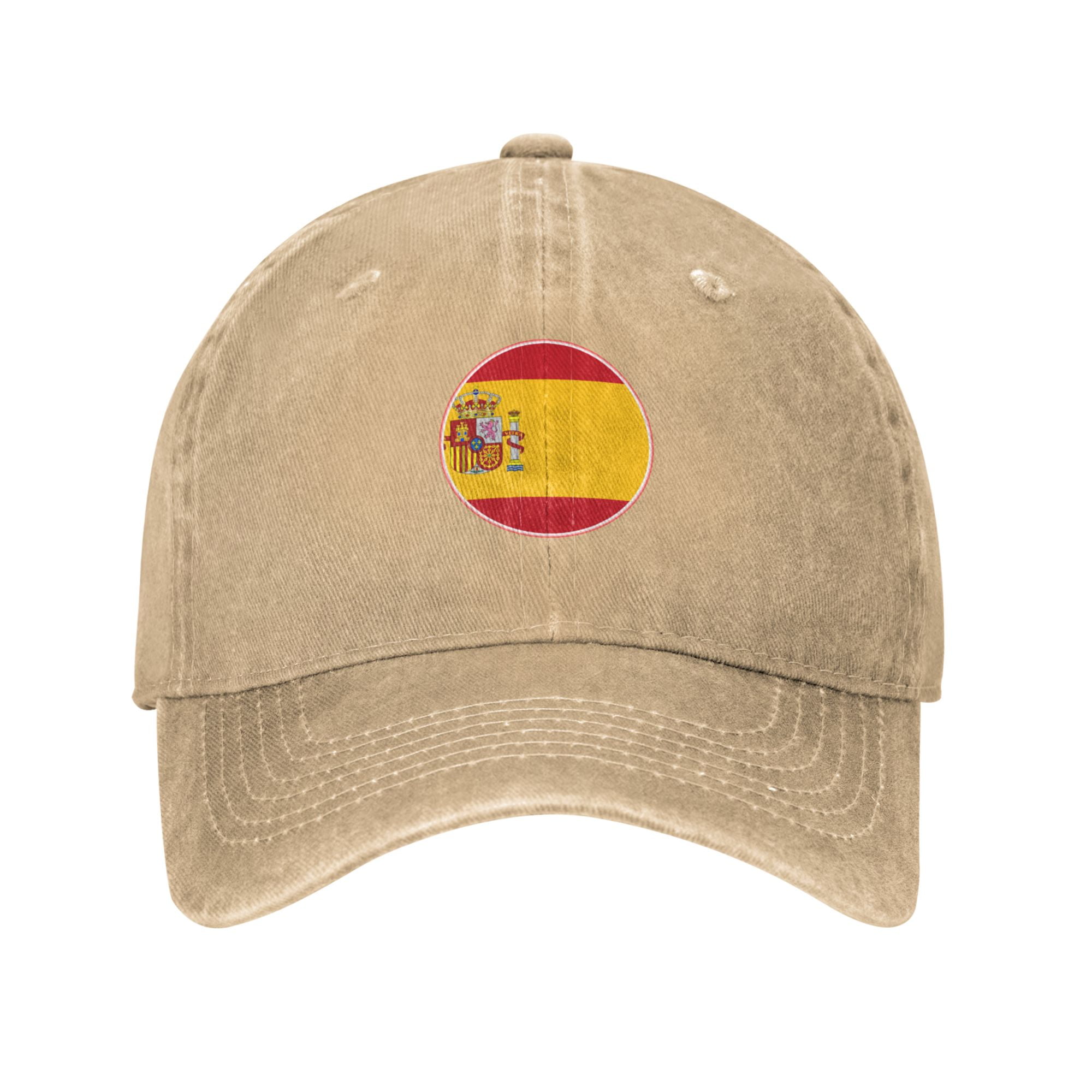 DouZhe Adjustable Washed Cotton Baseball Cap - Spanish Spain Flag Prints  Vintage Dad Hat Unisex Sports Caps (Yellow) 