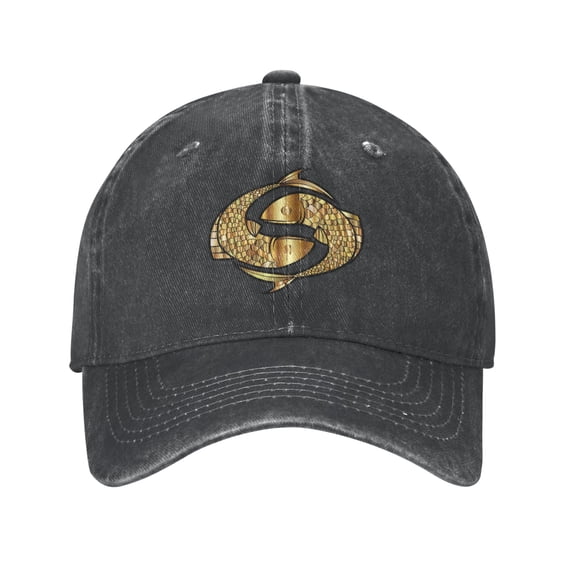 DouZhe Adjustable Washed Cotton Baseball Cap - Swimming Fish Prints Vintage Dad Hat Unisex Sports Caps (Black)