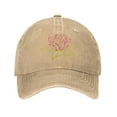 thumbnail image 1 of DouZhe Adjustable Washed Cotton Baseball Cap - Water Lily Leaves Prints Vintage Dad Hat Unisex Sports Caps (Yellow), 1 of 7