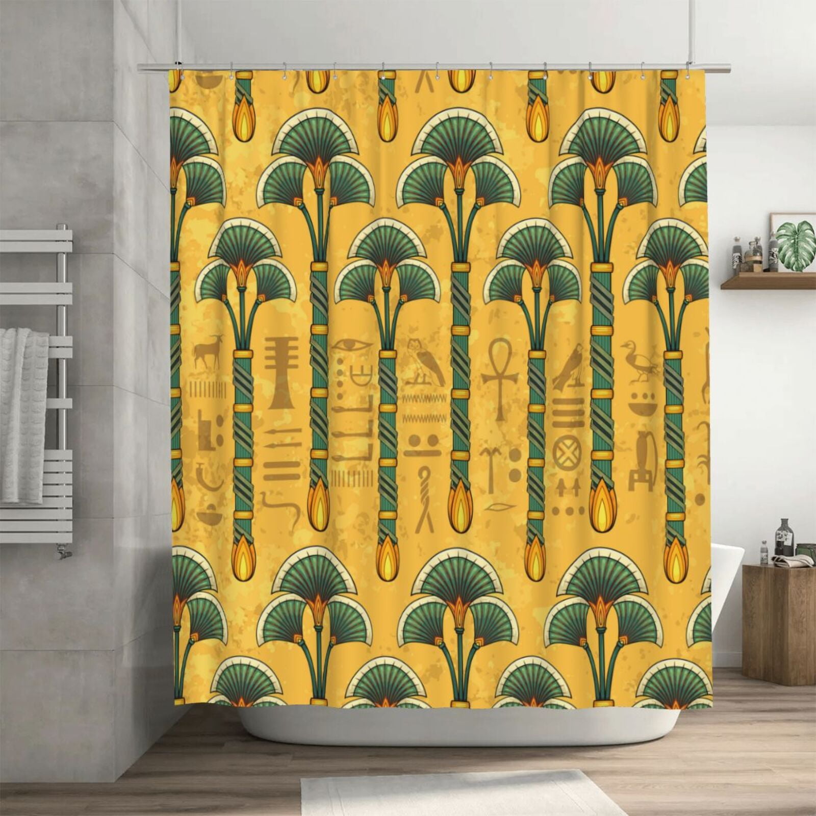 Egyptian Print Pattern Bathroom Shower Curtain