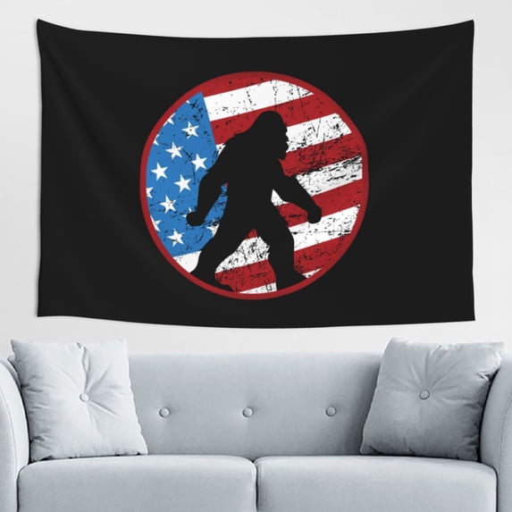 DouZhe Big Foot Patriotic Red Flag Tapestry Wall Hanging Tapestries Dorm Room Home Decor, 60" x 40"