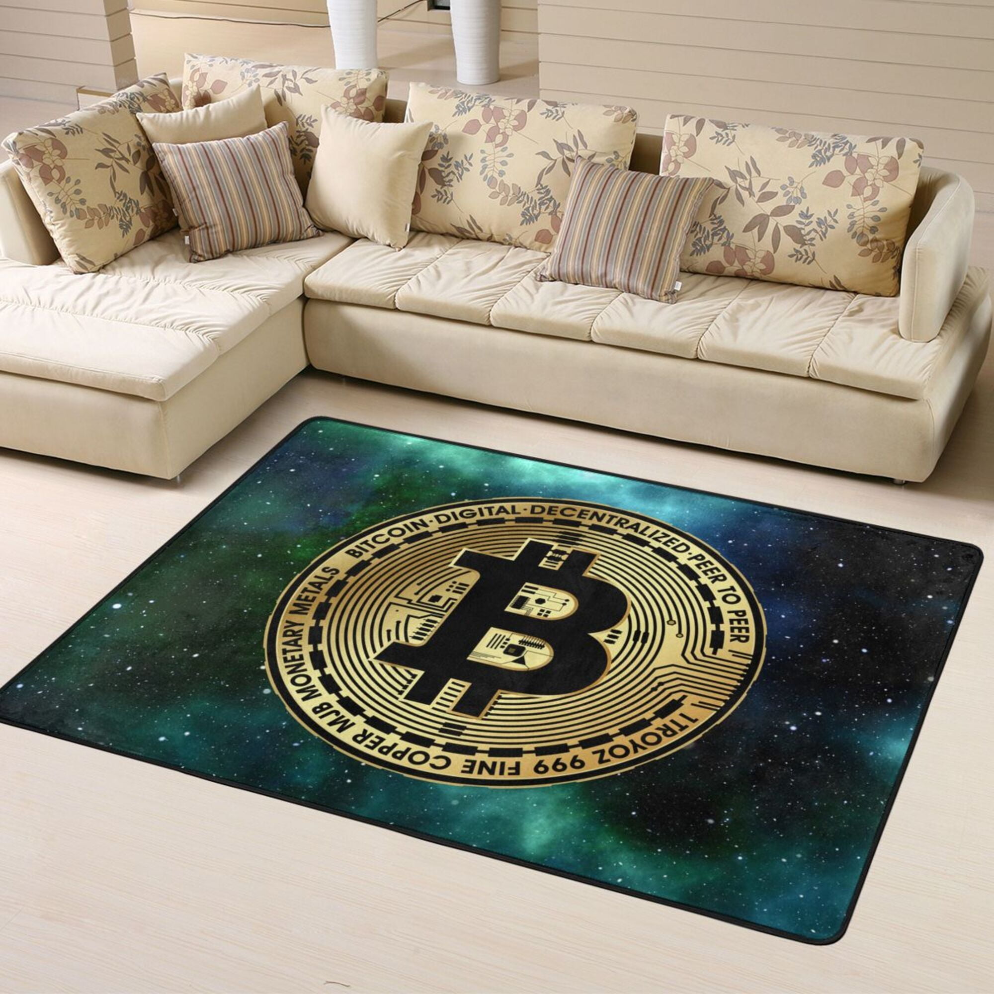 DouZhe Bitcoin Virtual Crypto Coin Pattern Area Rugs Non-Slip Machine  Washable Floor Mat, Gold Coin Money Style Carpet Doormat, 63x48 inches -  Walmart.com