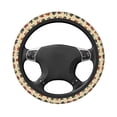 thumbnail image 1 of DouZhe Brown Text Symbols Prints Steering Wheel Cover, Universal 15 inch Anti-Slip Odorless Elastic Japanese Character Car Steering Wheels Cover for Women Men, 1 of 7
