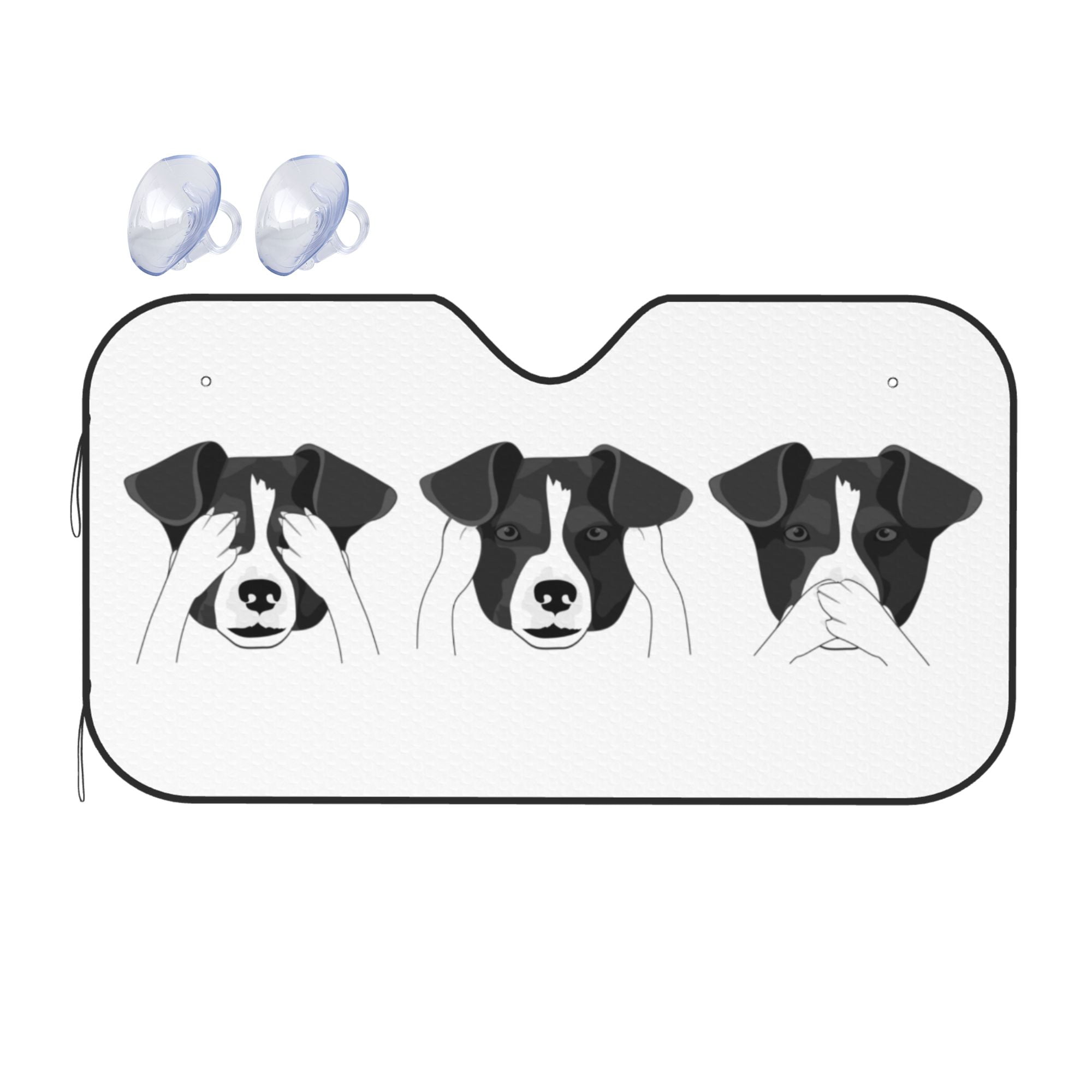 DouZhe Car Sunshades for Windshield, Black Fun Dogs Eyes Pattern Car