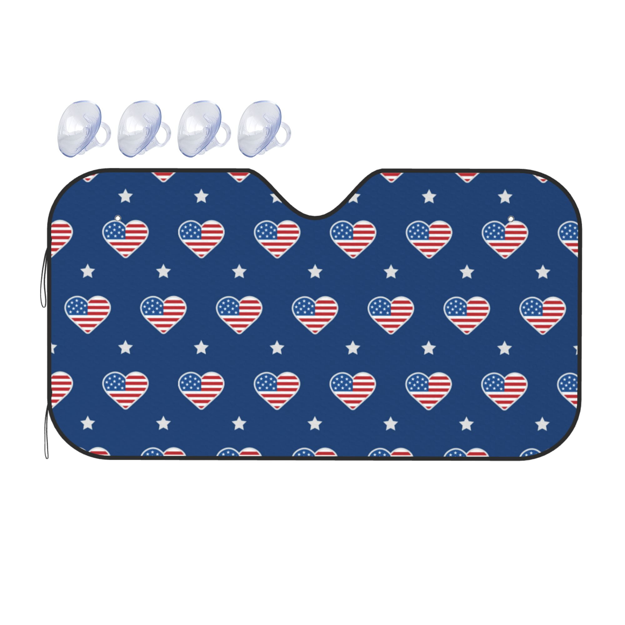Bulldog Heart Sunglasses Pattern Print Car Sun Shade