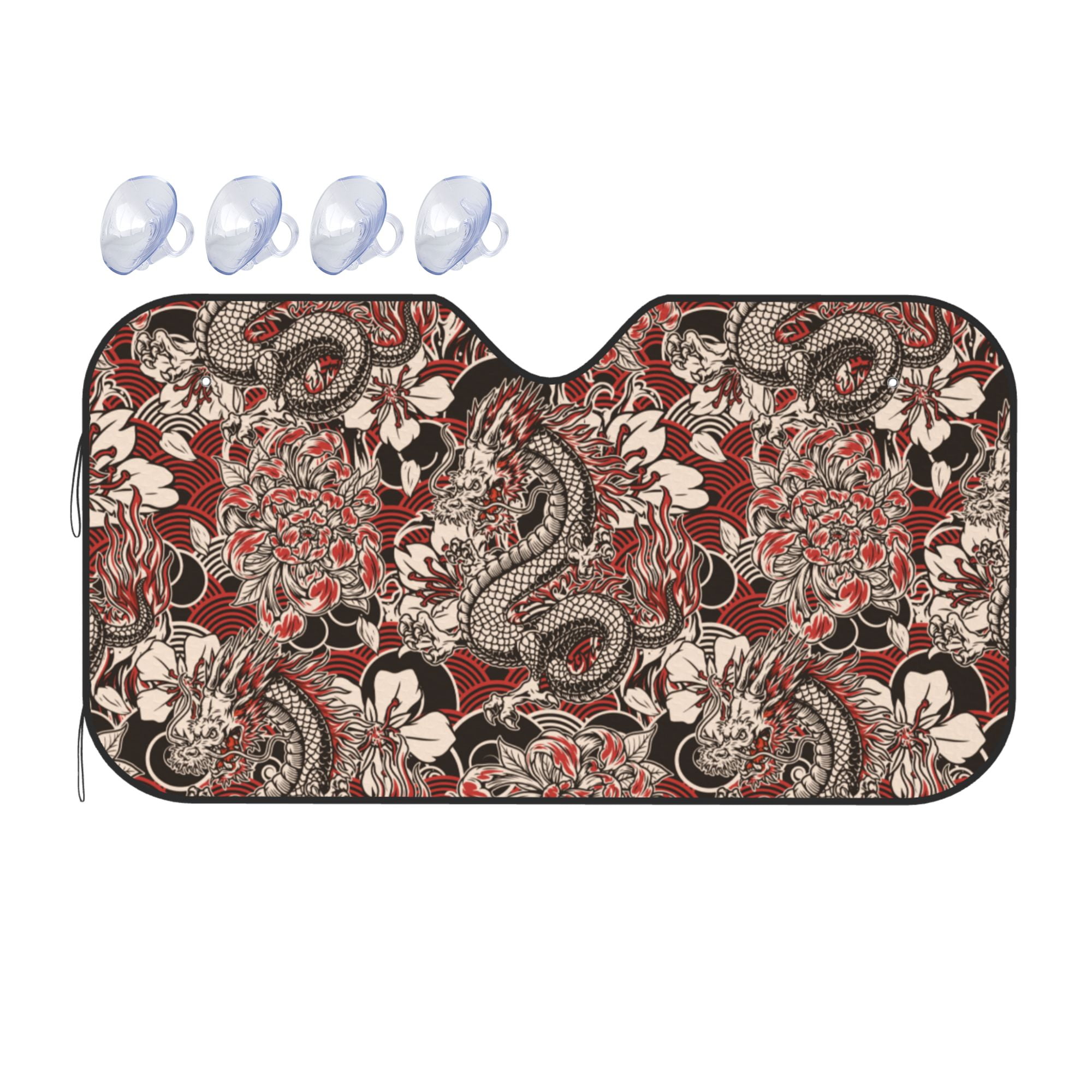 Yin Yang Black Pattern Print Car Sun Shade