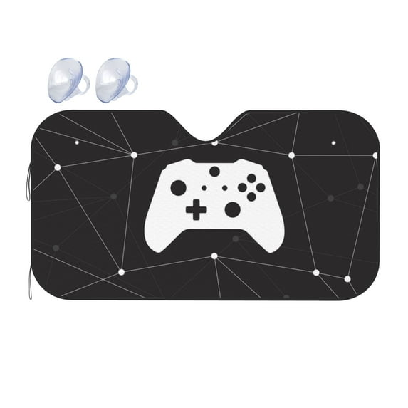 DouZhe Car Sunshades for Windshield, Gaming Game Controller Pattern Car Sun Shade Block Heat and UV Rays, 55" x 30"