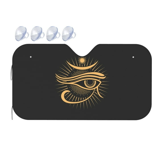 DouZhe Car Sunshades for Windshield, Magic Evil Seeing Eye Pattern Car Sun Shade Block Heat and UV Rays, 55" x 30"