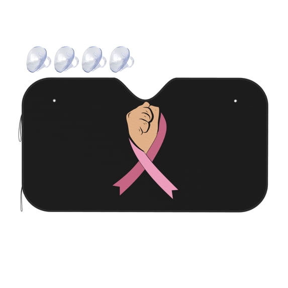 DouZhe Car Sunshades for Windshield, Pink Ribbon Breast Cancer Awareness Pattern Car Sun Shade Block Heat and UV Rays, 55" x 30"