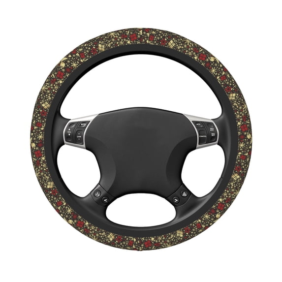 DouZhe Christmas Holidays Star Gift Prints Steering Wheel Cover, Universal 15 inch Anti-Slip Odorless Elastic Christmas Ornaments Car Steering Wheels Cover for Women Men